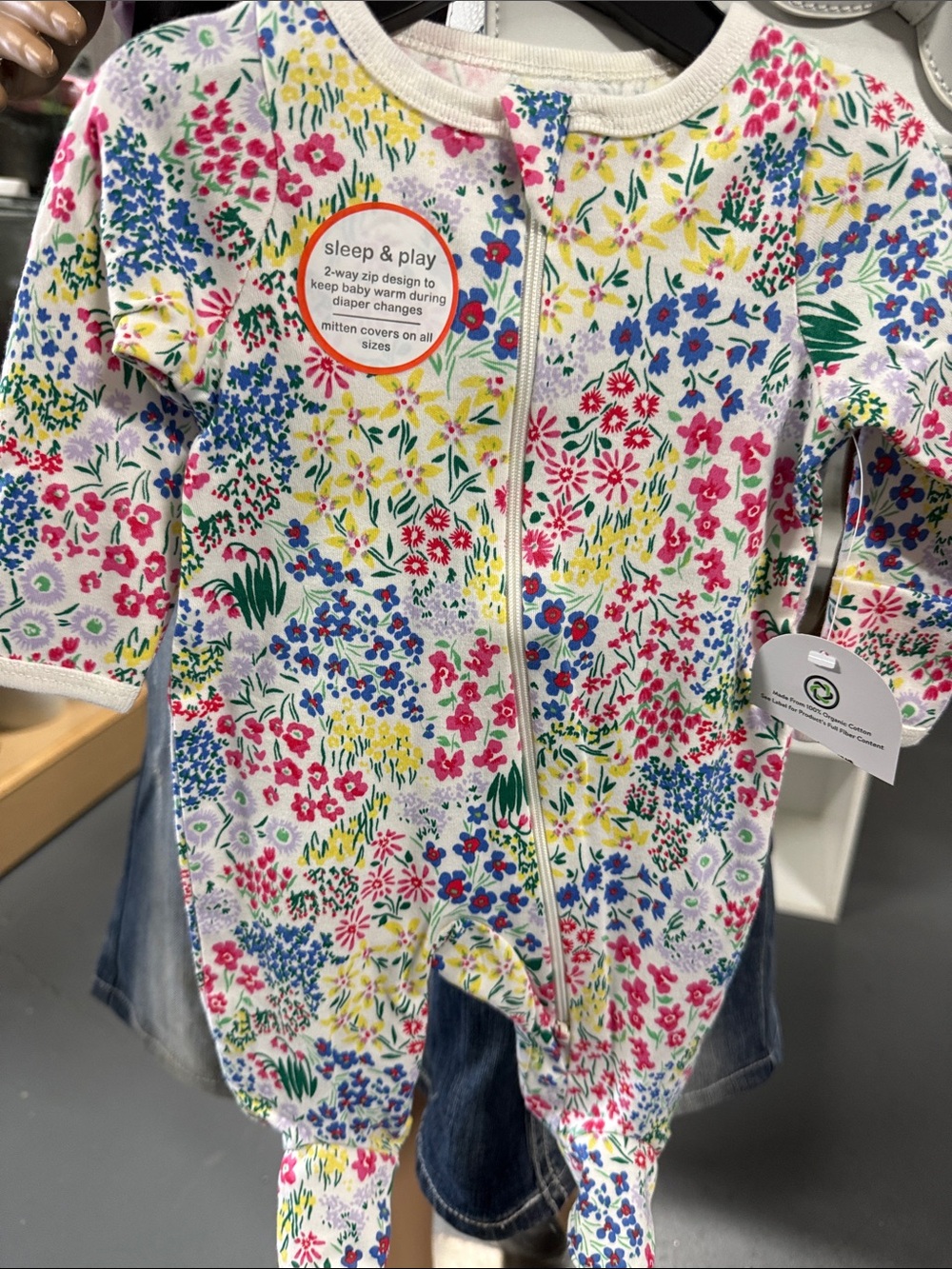 wonder nation White Floral Sleep & Play Footed Romper